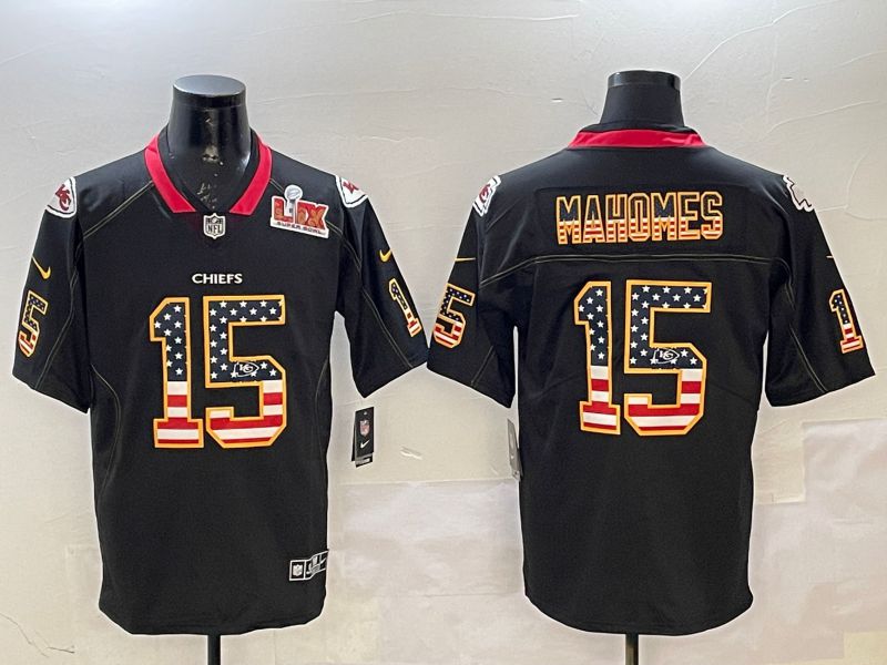 Men Kansas City Chiefs #15 Mahomes Black National Flag 2025 Nike Limited NFL Jersey style 2112